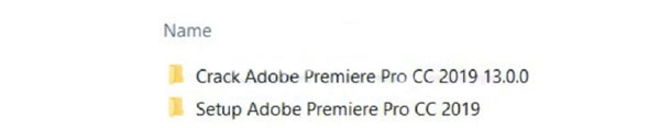 Folder Adobe Premiere CC 2019