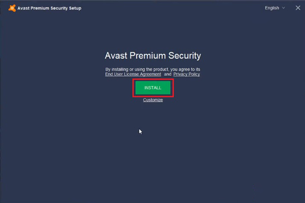 nhấn chọn Install để bắt đầu cài đặt phần mềm Avast. Bạn cũng có thể nhấn vào Customize để tùy chỉnh thiết lập theo nhu cầu của mình.
