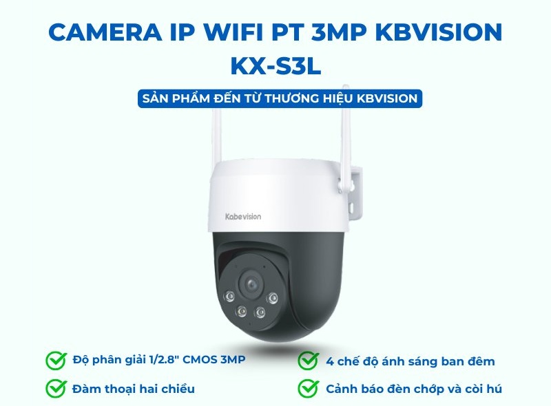 Camera IP Wifi PT 3MP Kbvision